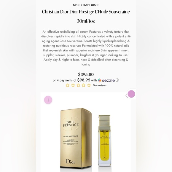 Christian Dior Prestige L'Huile Souveraine Serum-In-Oil 30ml/1oz. NIB. MSRP$395 - Picture 8 of 12